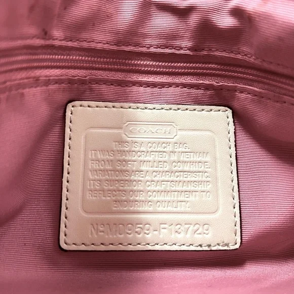 Coach Metallic Gold Beige Signature Jacquard Small Crossbody Bag Purse Buckle - Picture 7 of 7